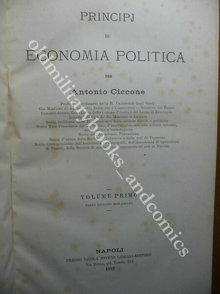 PRINCIPI DI ECONOMIA POLITICA ANTONIO CICCONE Vol. I