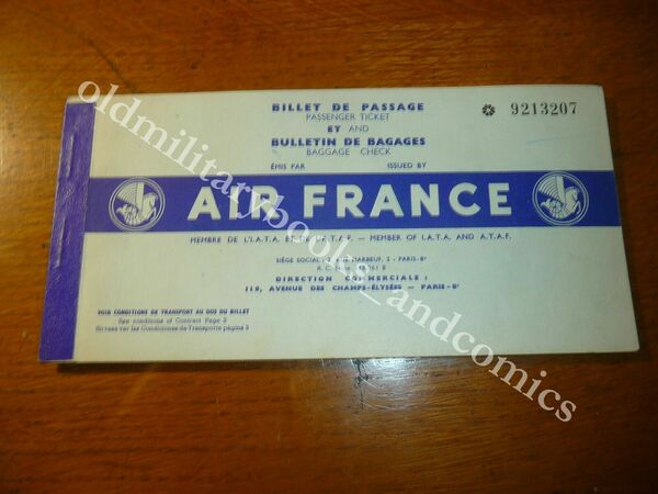 AIR FRANCE 1956 VECCHIO BIGLIETTO VINTAGE AIRLINE TICKET FLUGTICKET 2