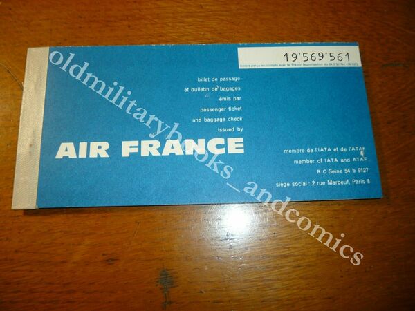 AIR FRANCE 1961 VECCHIO BIGLIETTO VINTAGE AIRLINE TICKET FLUGTICKET 3