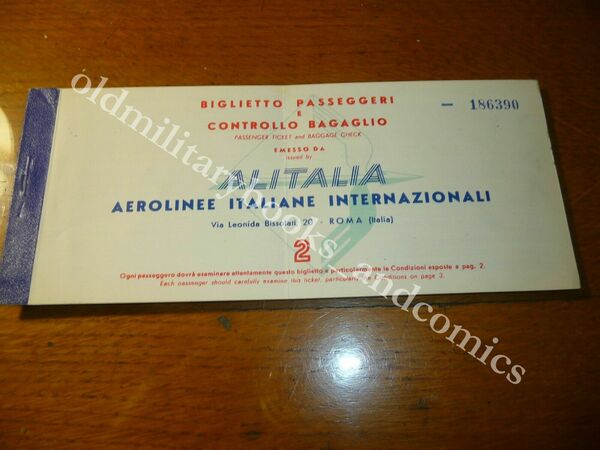 ALITALIA 1954 VECCHIO BIGLIETTO VINTAGE AIRLINE TICKET FLUGTICKET