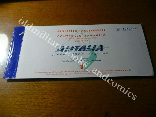 ALITALIA 1961 VECCHIO BIGLIETTO VINTAGE AIRLINE TICKET FLUGTICKET 4