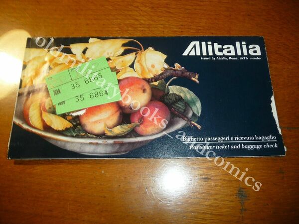 ALITALIA 1990 VECCHIO BIGLIETTO VINTAGE AIRLINE TICKET FLUGTICKET 6