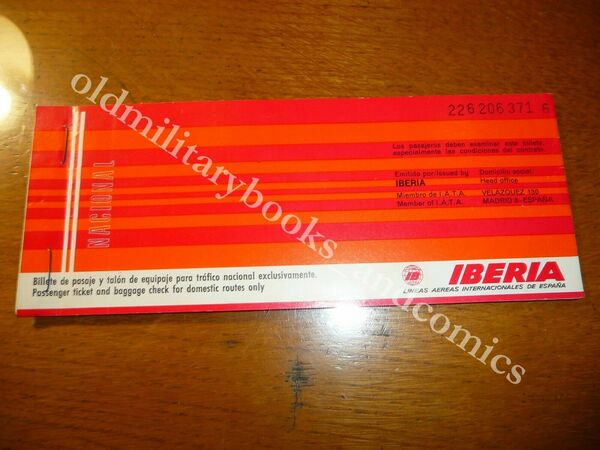 IBERIA 1974 VECCHIO BIGLIETTO VINTAGE AIRLINE TICKET FLUGTICKET 2