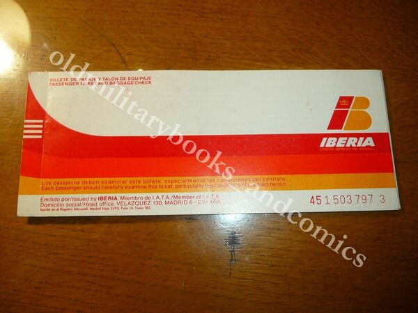 IBERIA 1978 VECCHIO BIGLIETTO VINTAGE AIRLINE TICKET FLUGTICKET 3