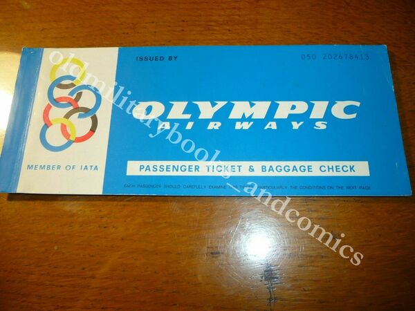 OLIMPIC AIRWAIS 1971 VECCHIO BIGLIETTO VINTAGE AIRLINE TICKET FLUGTICKET 2