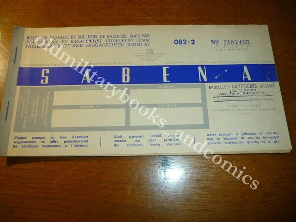 SABENA 1955 VECCHIO BIGLIETTO VINTAGE AIRLINE TICKET FLUGTICKET 2