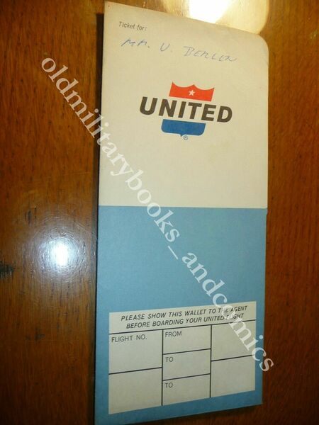UNITED AIR LINES VECCHIO BIGLIETTO VINTAGE AIRLINE TICKET FLUGTICKET