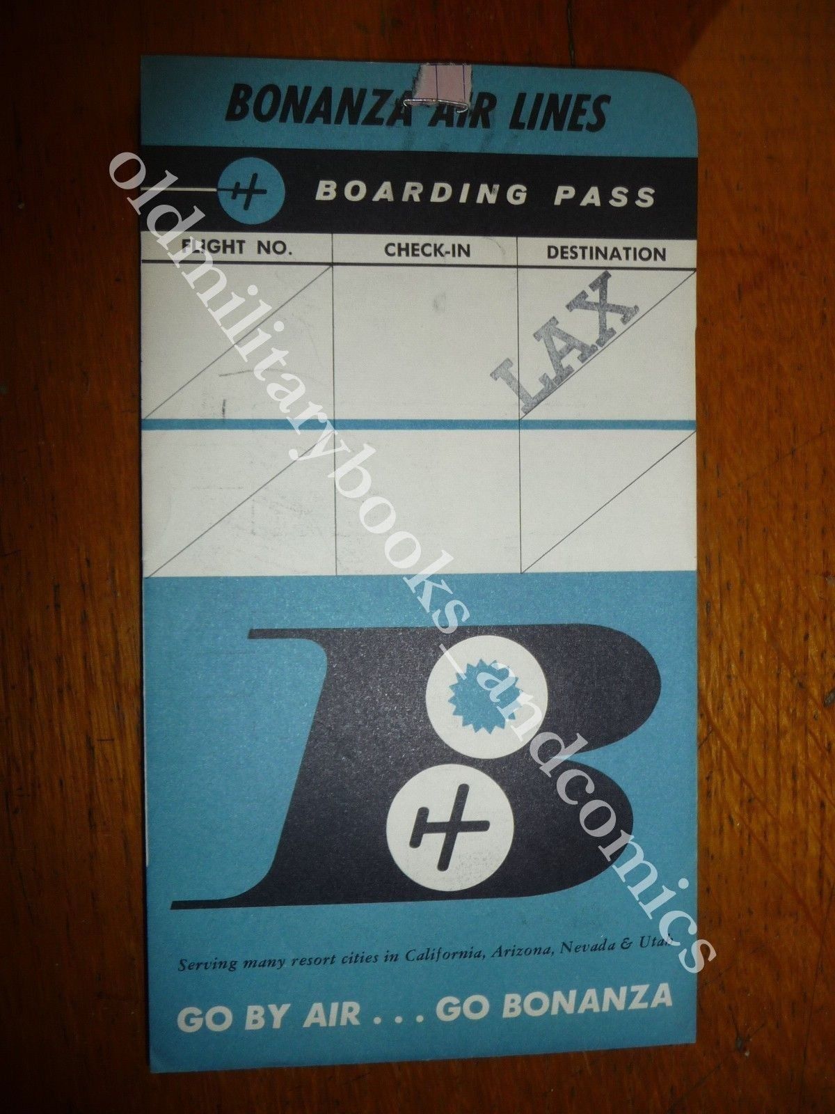 BONANZA AIR LINES 1963 VECCHIO BIGLIETTO AEREO VINTAGE AIRLINE TICKET