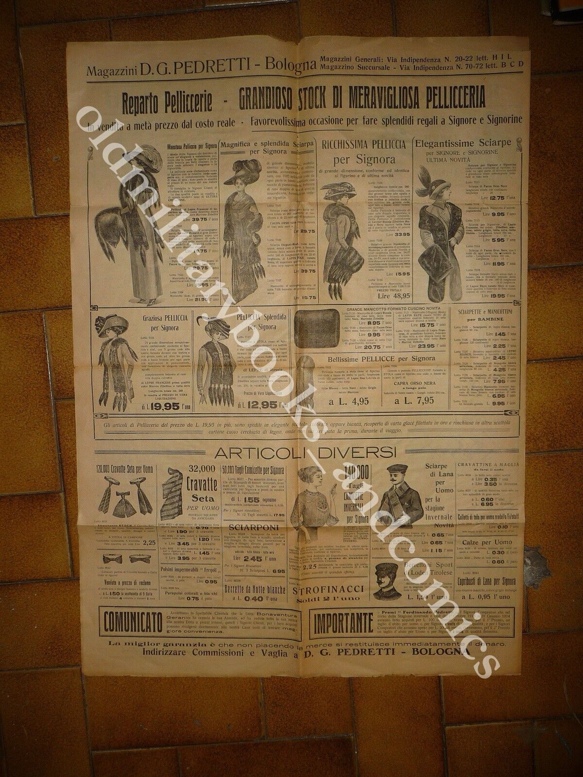 GIORNALE CATALOGO DELLA DITTA PEDRETTI 1913-1914