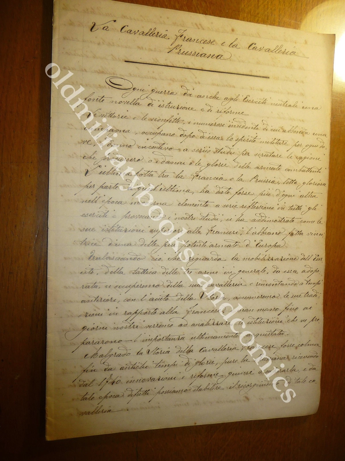 LA CAVALLERIA FRANCESE E LA CAVALLERIA PRUSSIANA TENENTE PERSICO