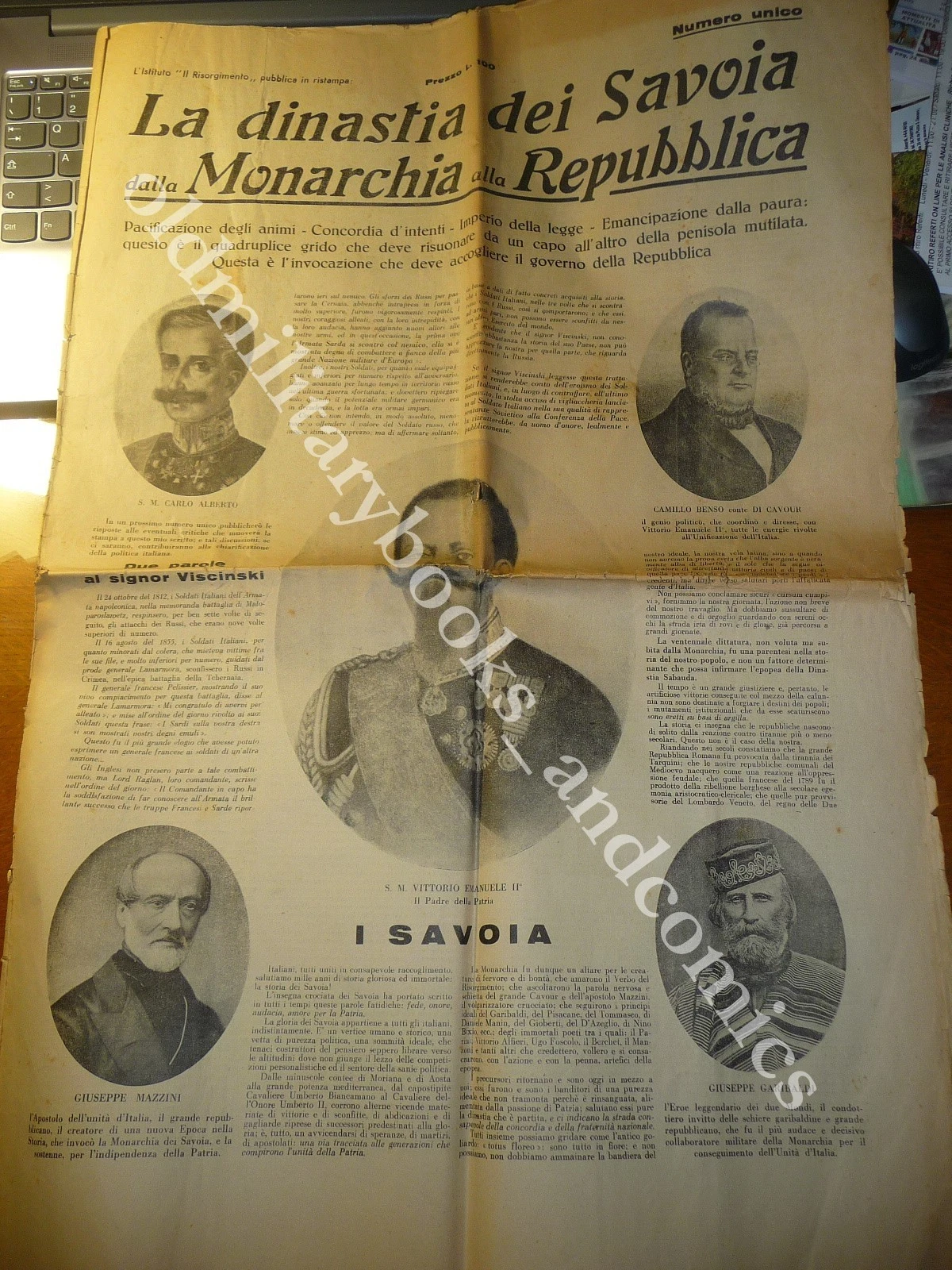 LA DINASTIA DEI SAVOIA DALLA MONARCHIA ALLA REPUBBLICA NUMERO UNICO