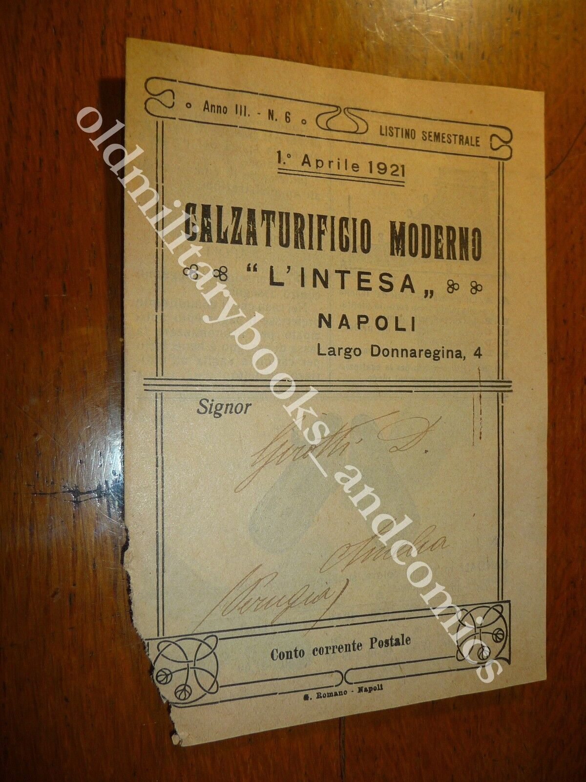 LISTINO CALZATURIFICIO MODERNO "L'INTESA"