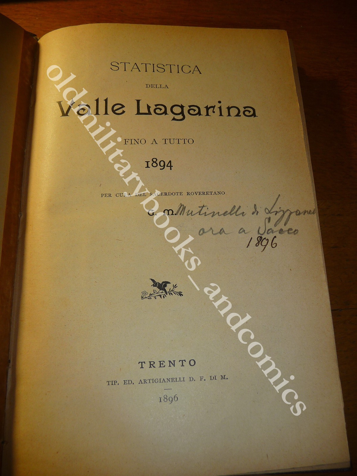 STATISTICA DELLA VALLE LAGARINA FINO A TUTTO 1894 MUTINELLI