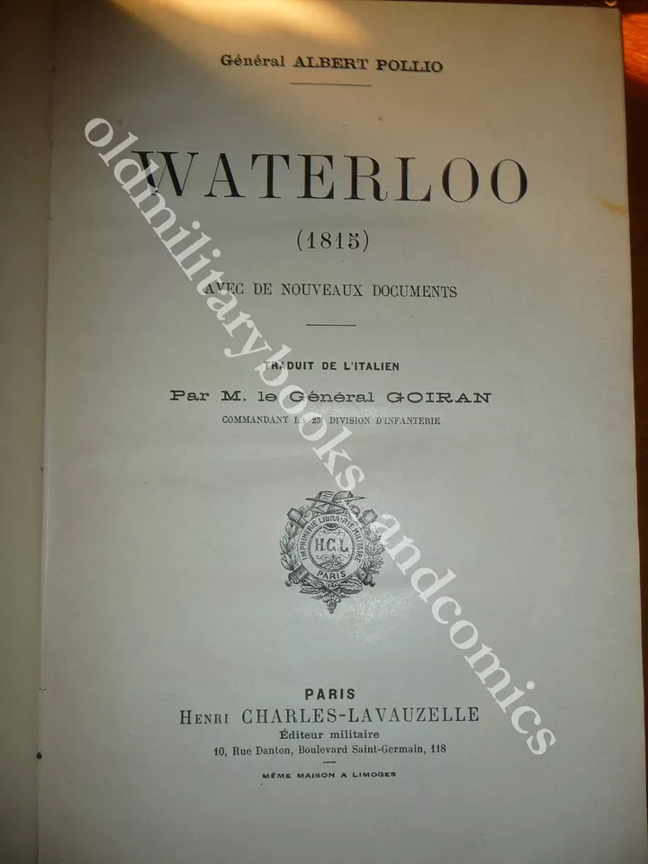 WATERLOO AVEC DE NOUVEAX DOCUMENT ALBERT POLLIO 1908 IN FRANCESE