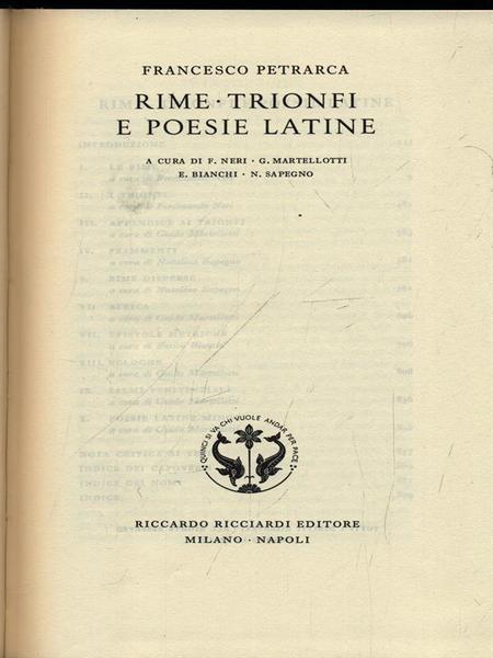 Francesco Petrarca. Rime, Trionfi, e poesie Latine. Vol. 6