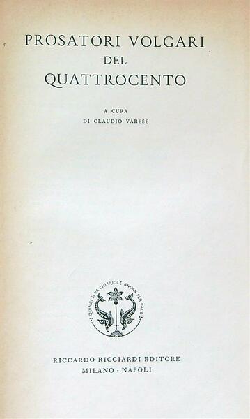 Prosatori Volgari del Quattrocento.