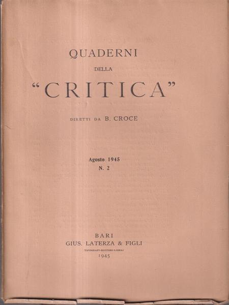 Quaderni della critica - n.2 "agosto 1945"