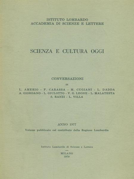 Scienza e cultura oggi