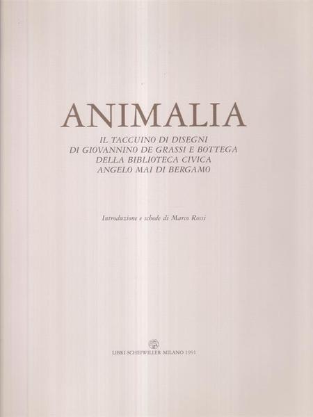 Animalia. Taccuino disegni Giovannino De grassi