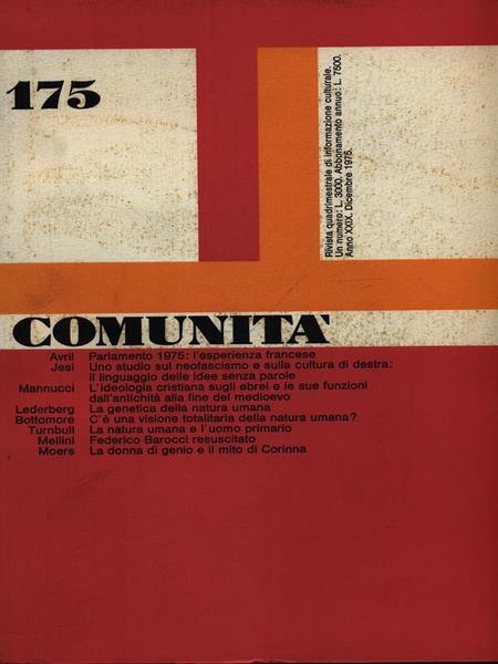 Comunita' 175 Rivista di informazione culturale anno XXIX dicembre 1975