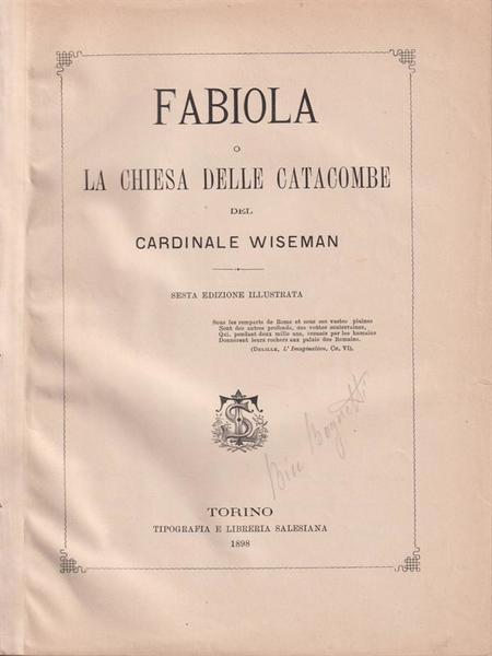 Fabiola o la Chiesa delle catacombe