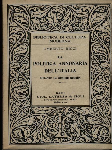 La politica annonaria dell'Italia