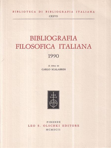 Bibliografia Filosofica Italiana. 1990