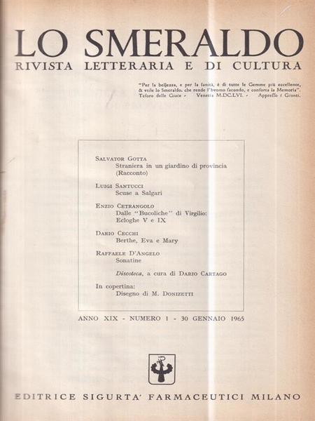 Lo Smeraldo. Rivista letteraria e di cultura. Annata 1965