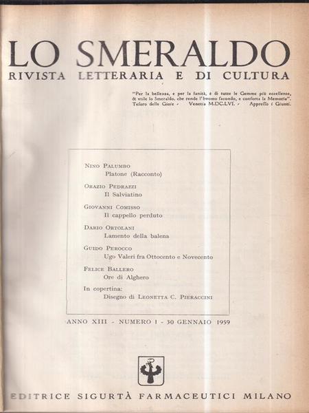 Lo Smeraldo. Rivista letteraria e di cultura. Annate 1959-1960-1961