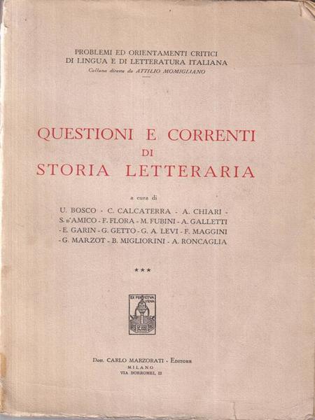 Questioni e correnti di storia letteraria