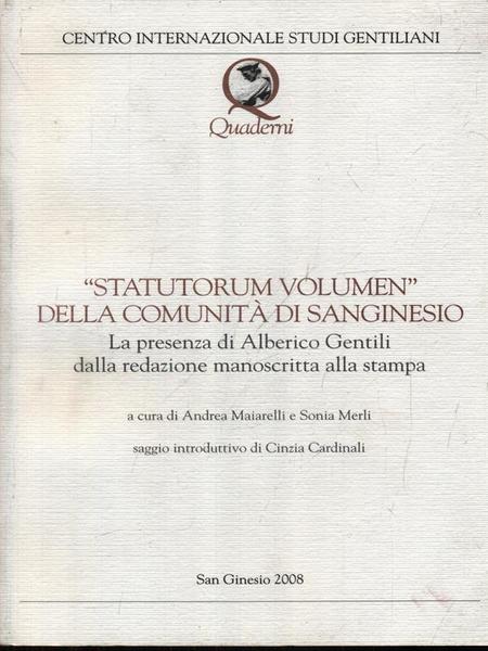 Statutorum Volumen della comunità di Sanginesio