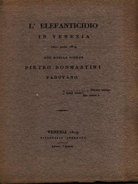 L'Elefanticidio In Venezia