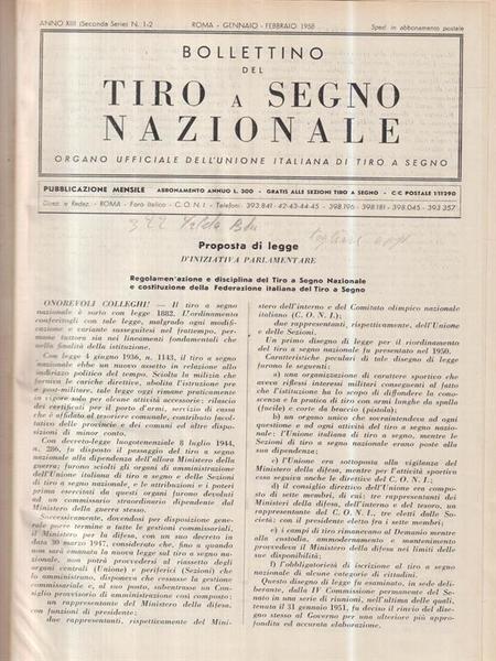 Bollettino del tiro a segno nazionale 1958