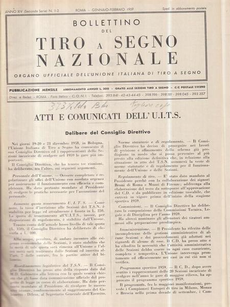 Bollettino del tiro a segno nazionale 1959