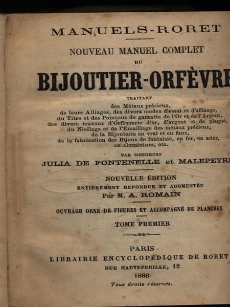 Nouveau manuel complet de Bijouter-Orfevre
