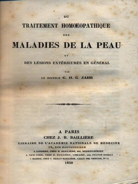 Du traitement homoeopathique des maladies de la peau