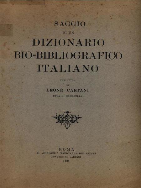 Saggio di un dizionario bio-bibliografico italiano