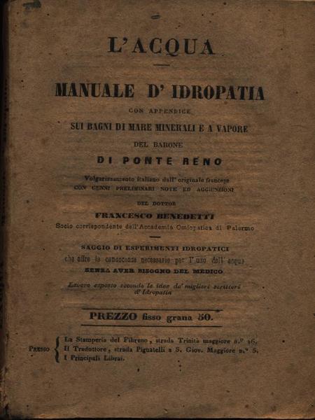 L'acqua manuale d'idropatia