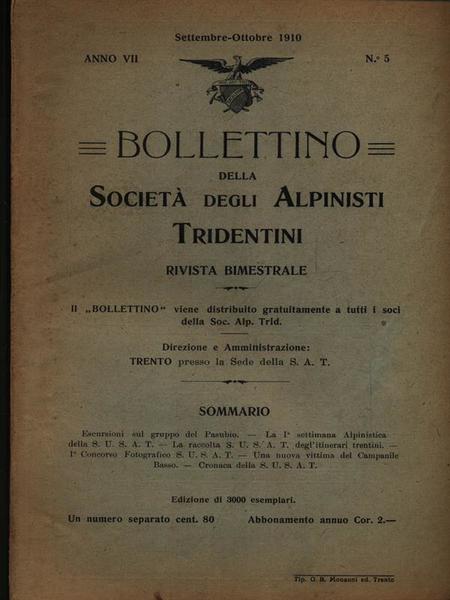 Bollettino della societa' degli alpinisti tridentini settembre-ottobre 1910