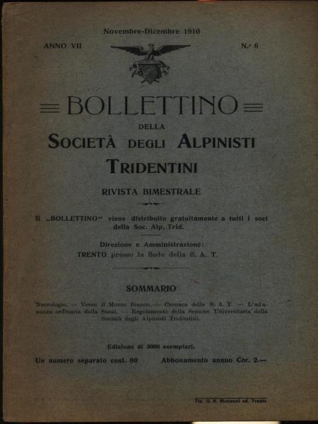 Bollettino della societa' degli alpinisti tridentini novembre-dicembre 1910