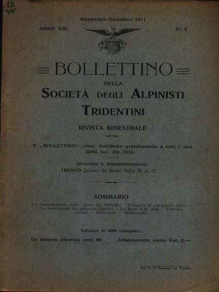 Bollettino della societa' degli alpinisti tridentini novembre-dicembre 1911