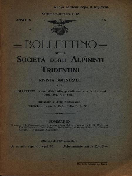 Bollettino della societa' degli alpinisti tridentini settembre-ottobre 1912