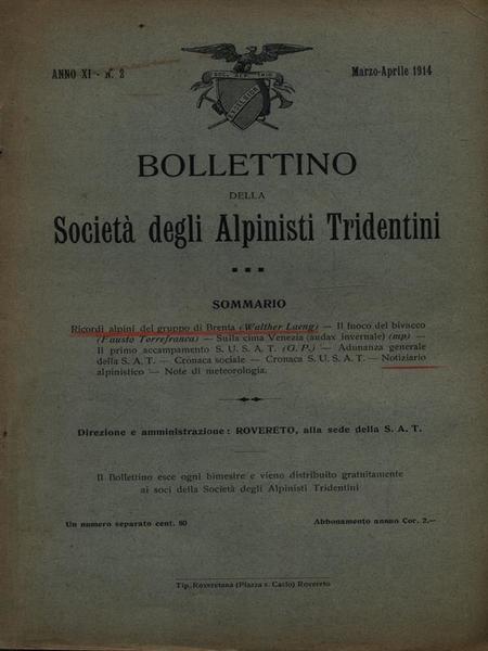 Bollettino della societa' degli alpinisti tridentini marzo-aprile 1914