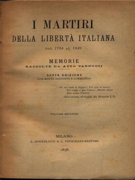I martiri della liberta' italiana 3vv