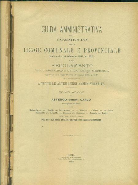 Commento della legge comunale e provinciale 16 febbraio 1889 n. …