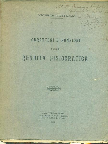 Caratteri e funzioni della rendita fisiocratica