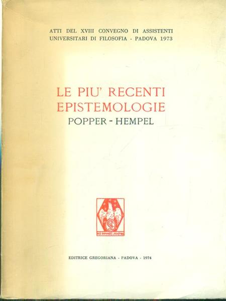 Le piu' recenti epistemiologie Popper-Hempel