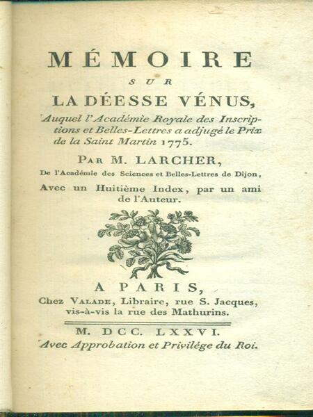 Memoire sur la deesse venus