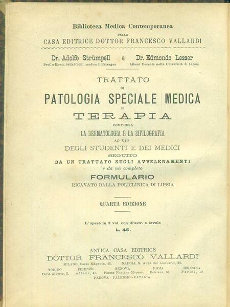 Trattato di patologia e terapia medica 3vv