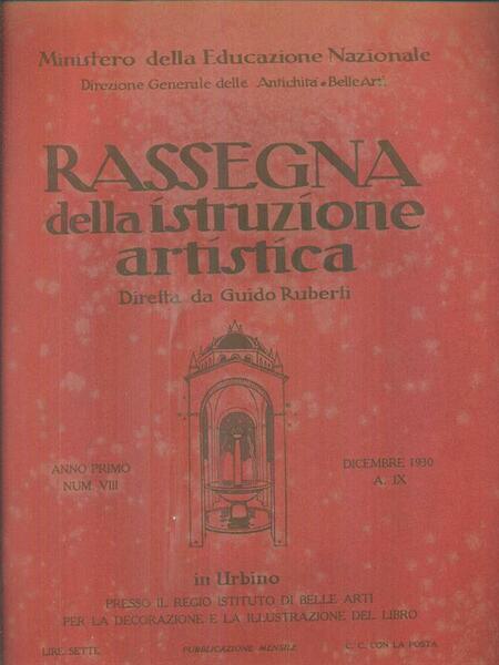 Rassegna dell'istruzione artistica n. VIII/dicembre 1930
